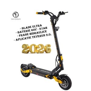 Trotineta electrica Teverun Blade Mini Ultra 2026, 3360W, 60V cu 27Ah, frane hidraulice, 10 inch, galben cu negru