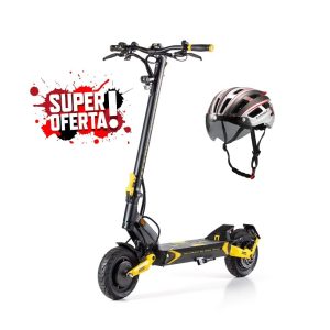 Trotineta electrica Teverun Blade Mini PRO cu Casca Protectie, 2400W, baterie de 48V cu 20,8 Ah, NFC, telecomanda, suspensie, 10 inch, galben cu negru