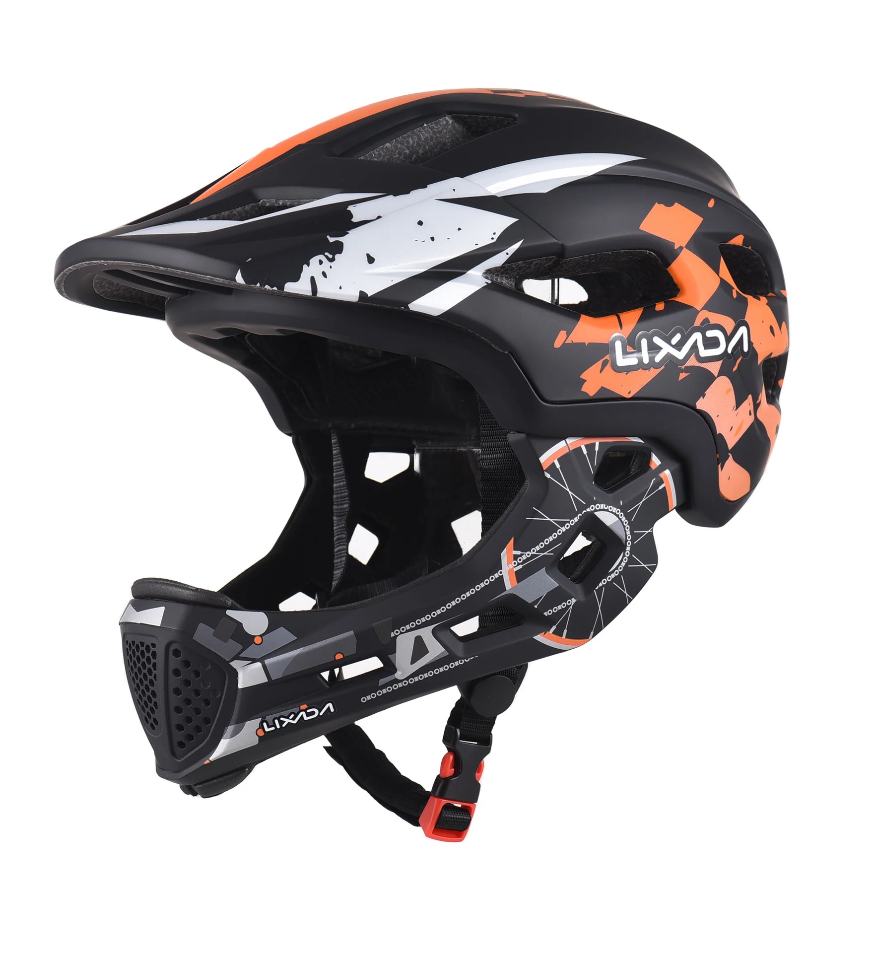 Casca protectie 2 in 1 Lixada, reglabila, sistem ventilatie 52-58cm, negru cu portocaliu