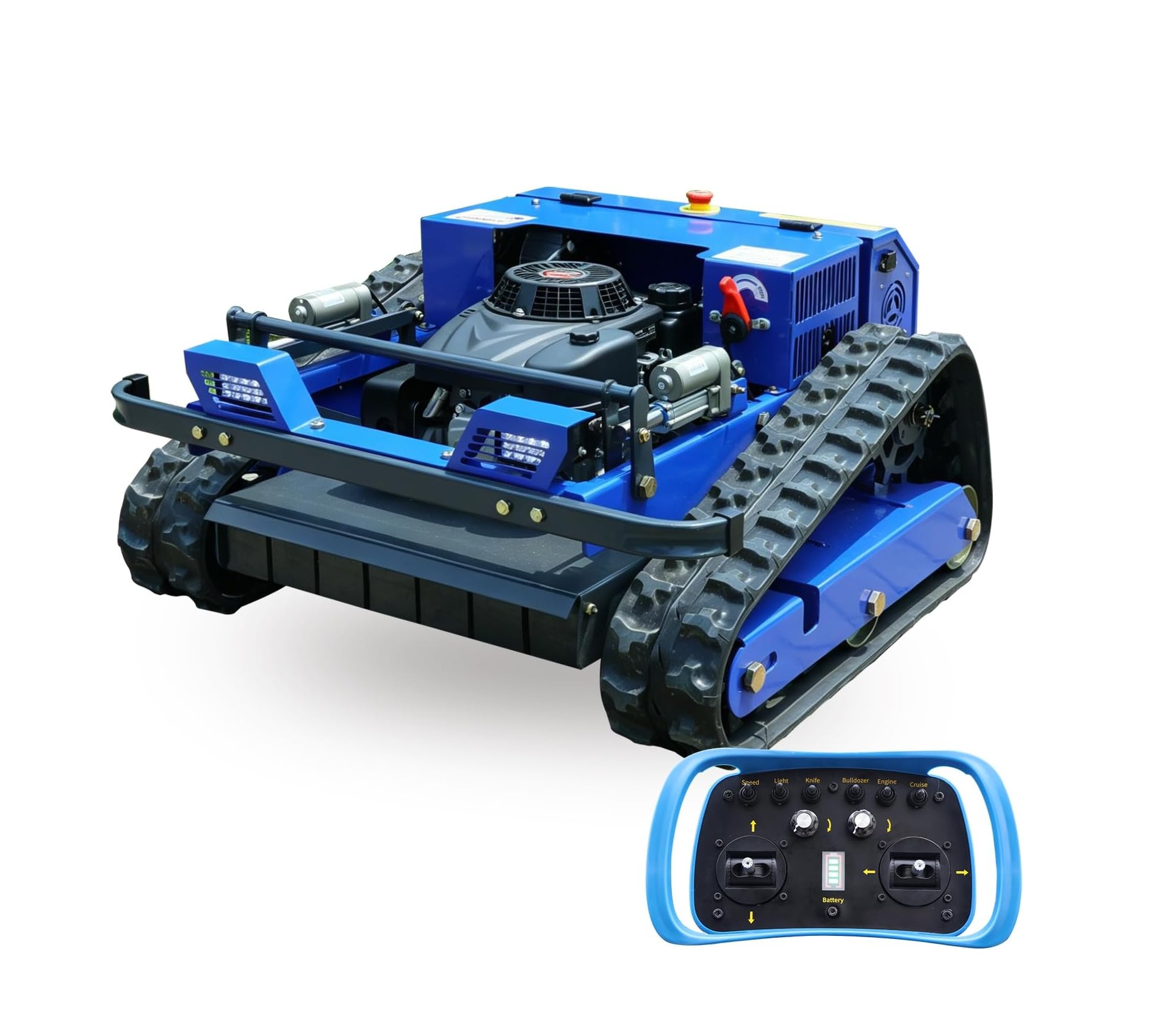 Robot de tuns iarba Mercane AWY550 Hibrid, Lawn Mower, motor termic Loncin, 224CC, Euro 5, in 4 timpi, cu senile, urca pante de 45°