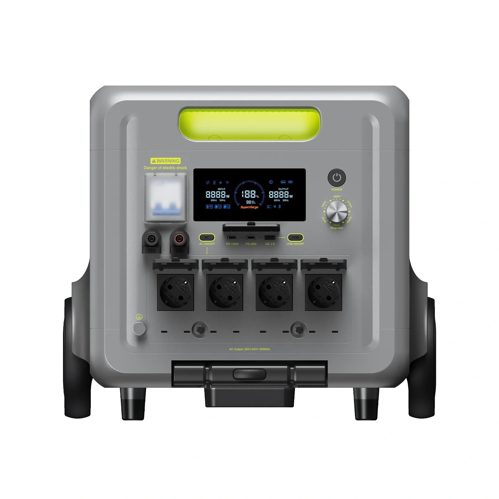 Centrala electrica portabila FOSSIBOT F7200 de 5222.4Wh, capacitate de 7200W iesire, incarcare rapida hibrida de 5200W, <10ms UPS Switchover, baterie EV-Grade LiFePO4 cu 6500+ cicluri, generator solar - imagine 3