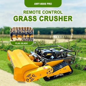 Tocator de iarba model AWY 800 S PRO HYBRID – Flail Mower, motor termic LONCIN, 18 CP, 459 CC, EURO 5, in 4 timpi, telecomanda profesionala, cu senile, urca pante de 45°