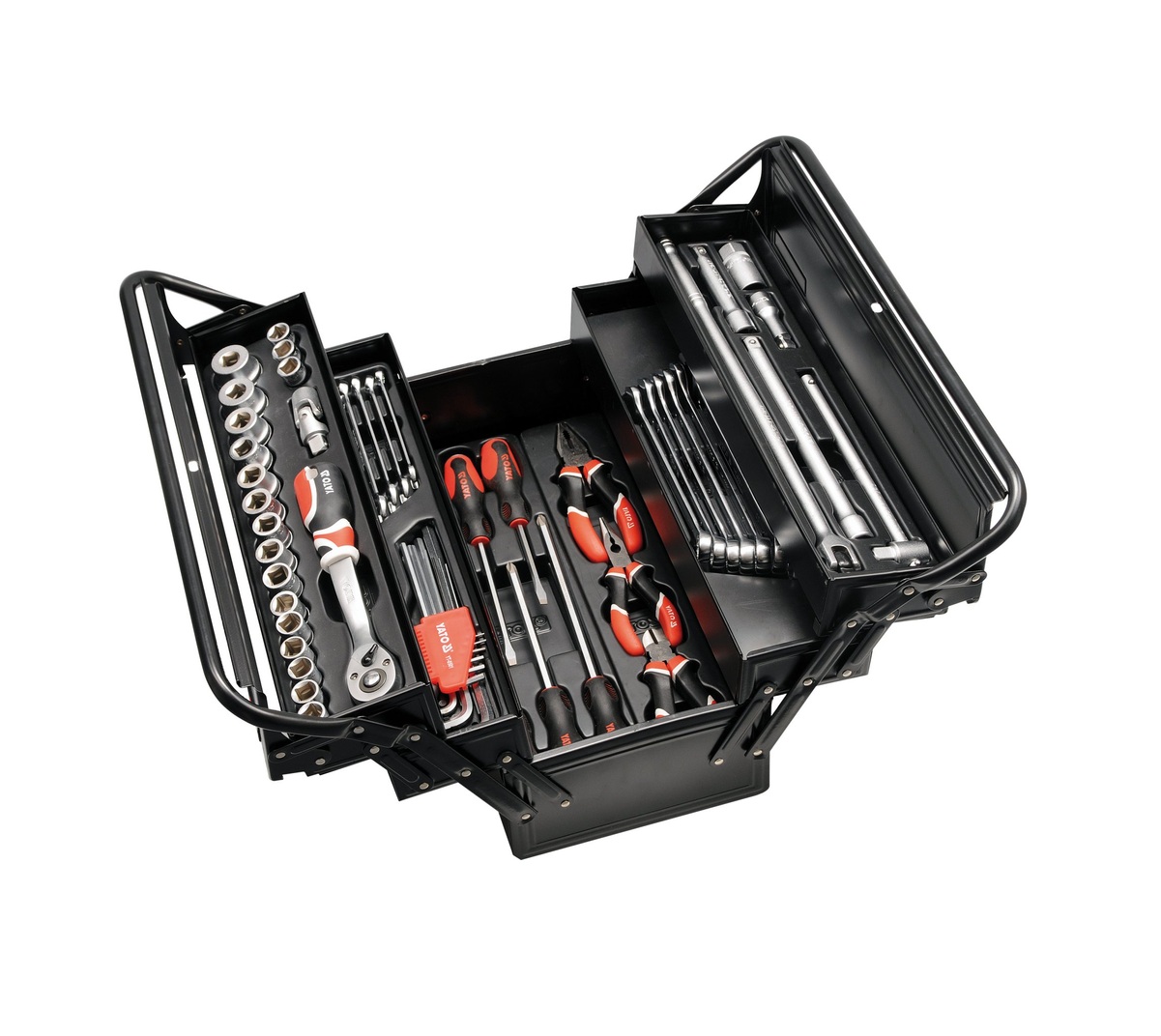 Trusa scule metalica, cutie multifunctionala cu 63 piese Yato, YT-3895