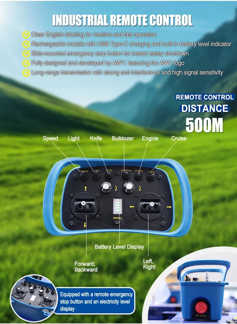 Robot de iarba AWY550 PRO Mercane cu lama detasabila si telecomanda, motoare electrice 1500W si termic Loncin 224CC, tocator cu senile - imagine 7